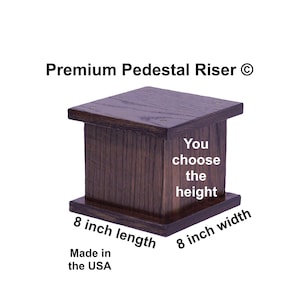 Oak Pedestal Riser, 8 inch Length, 8 inch Width, You Choose the Height, Plinth, Display stand, Decor, Handcrafted, Solid Wood, U-Design ©