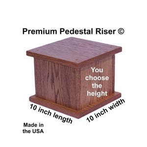 Oak Pedestal Riser, 10 inch Length, 10 inch Width, You Choose the Height, Plinth, Display stand, Decor, Handcrafted, Solid Wood, U-Design ©