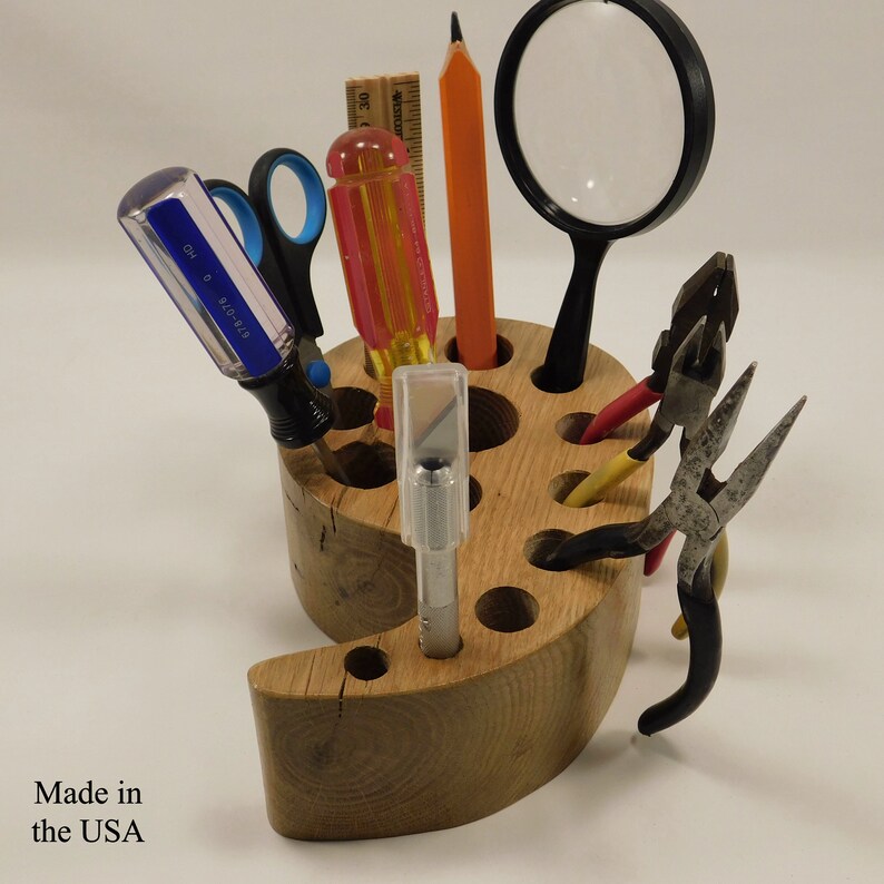 Large Comma Desk Caddy Wood Desk Caddy Pencil Holder Makeup Etsy
