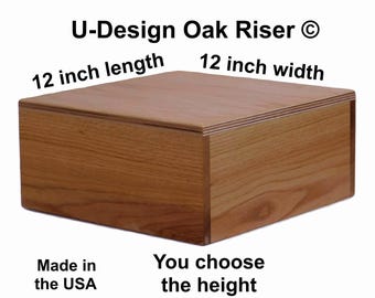 Oak Riser 12 x 12, You choose the Height, Plinth, Centerpiece, Wedding, Display stand, Decor, Handcrafted, Solid Wood, U-Design ©