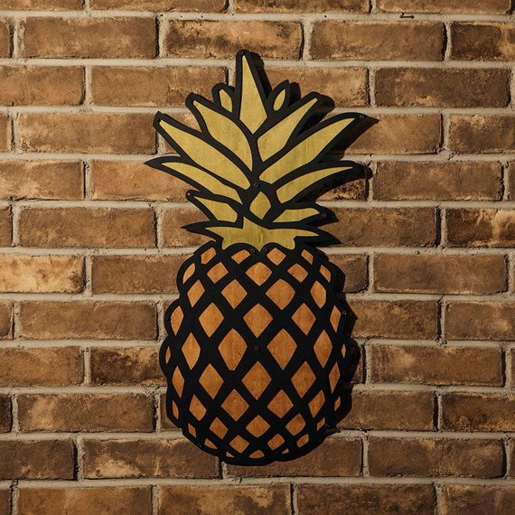 Pineapple Metal Wood Wall Decor / Art Etsy