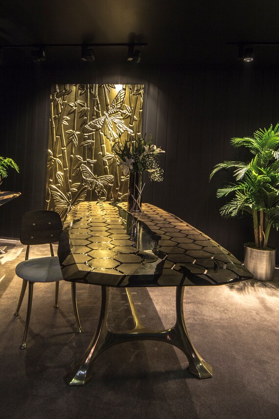 Hex 270 Resin Epoxy Dining Table With Brass Finish Legs Etsy