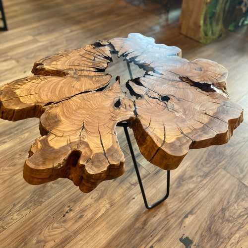 Live Edge Coffee Table With Epoxy Resin Olive Wood Burl Slab Etsy