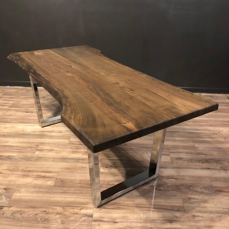 Walnut 200 Chrome Edition Live Edge Dining Table Etsy