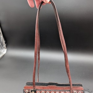 Brighton Leather Shoulder Bag Womens Black Brown Pebbled Heart Grommet Charm image 3