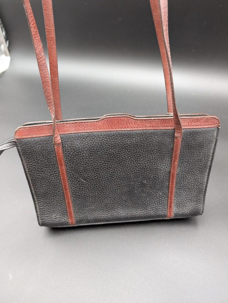 Brighton Leather Shoulder Bag Womens Black Brown Pebbled Heart Grommet Charm image 2