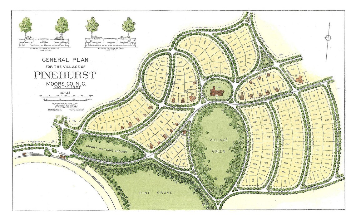 VILLAGE OF PINEHURST General Plan Dated 1895 Reproduction  Etsy