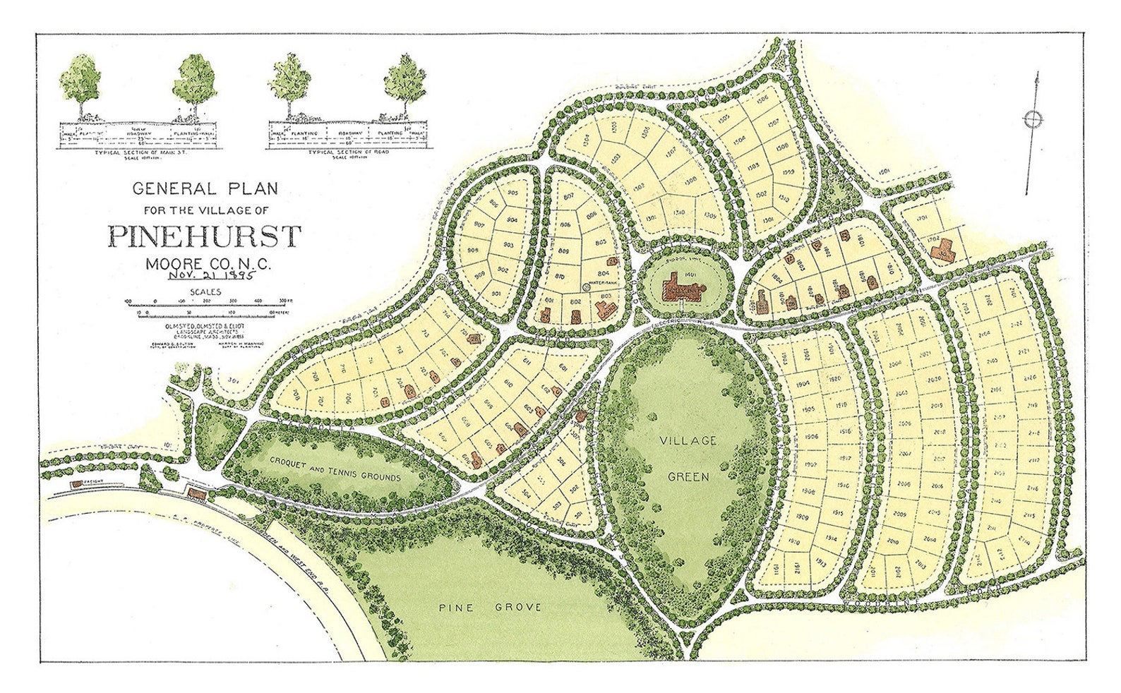 VILLAGE OF PINEHURST General Plan Dated 1895 Reproduction Etsy