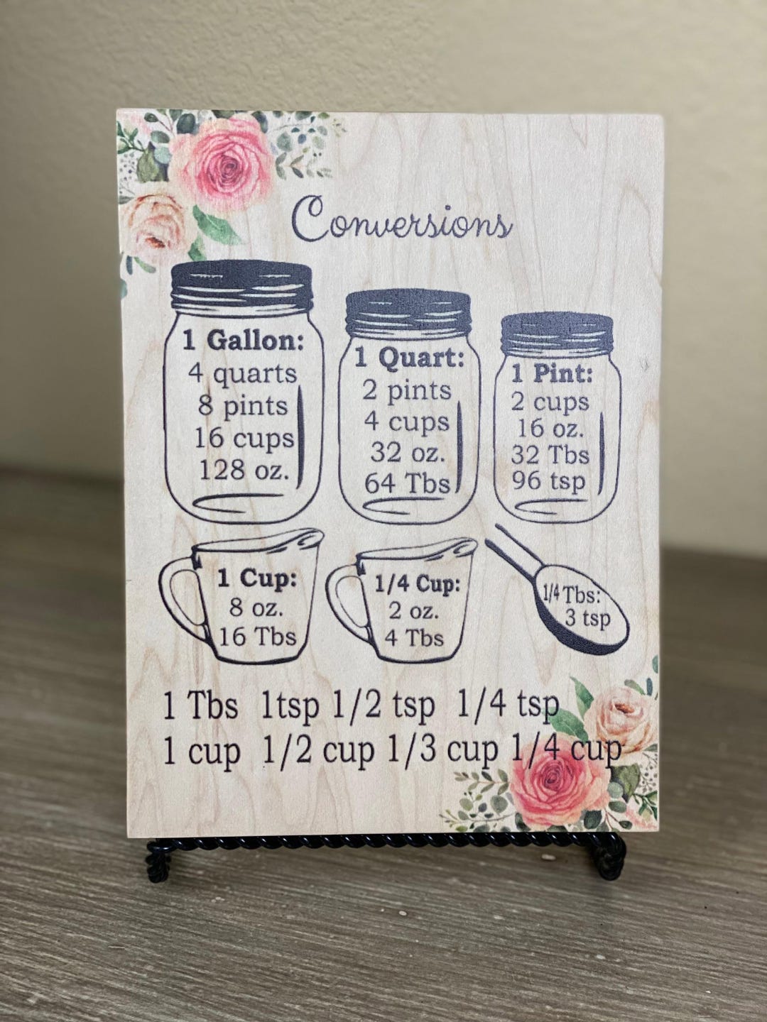 Mason Jar Conversion Chart on Wood - Etsy