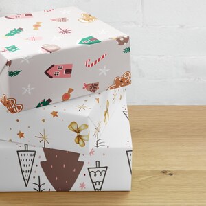 Carta da regalo per le feste: omino di pan di zenzero, fiocchi, alberi {Natale, festa, compleanno, carta da regalo, carta da regalo}