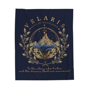 City of Starlight Fleece Blanket, Hidden Magical City Stars & Mountains Fantasy Throw, Romantasy Gift for Book Lovers, Fae Dark Court