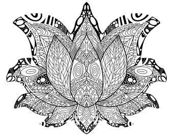 Lotus Coloring Page Etsy