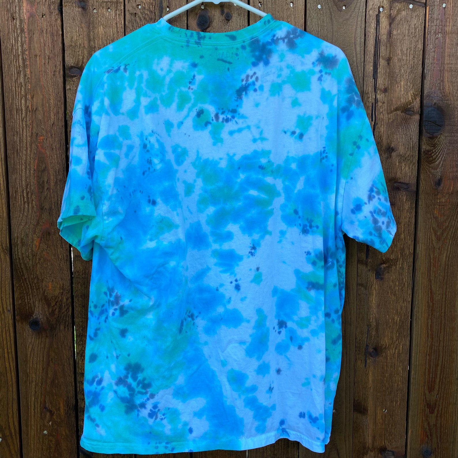 Blue and Green Tie-Dye XL Short-Sleeve Oversized Shirt | Etsy