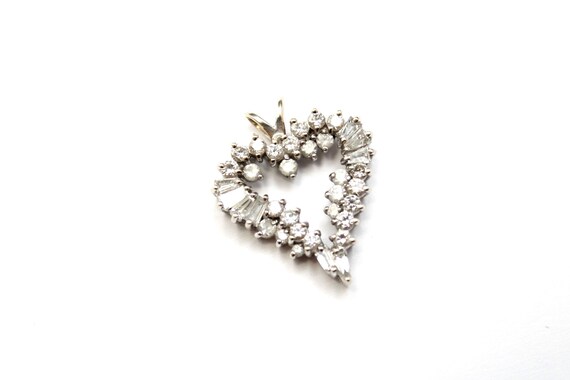 14k White Gold Diamond Heart Pendant Open - 14k Open Heart Pendant 14k White Gold Diamond Heart Pendant Open - 14k Open Heart Pendant