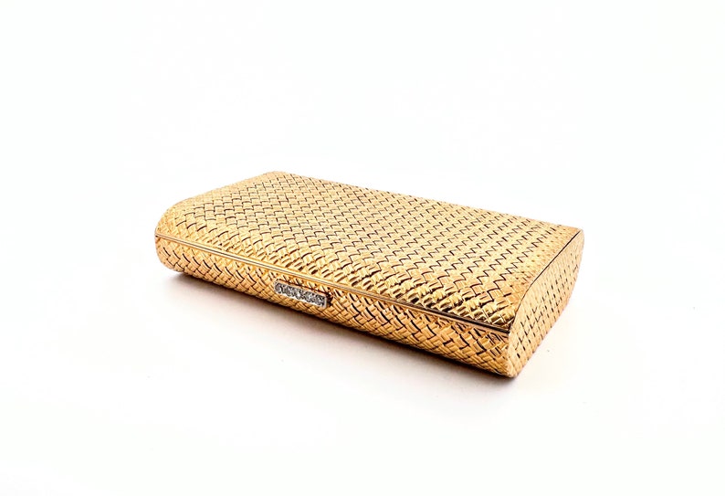 Van Cleef & Arpels NY 18K Yellow Gold and White Diamond Case Compact Gold Makeup Box image 2