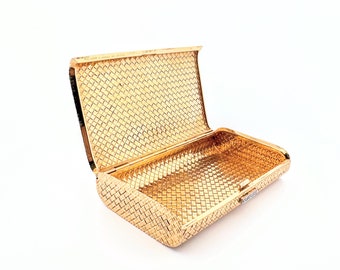 Van Cleef & Arpels NY 18K vintage Yellow Gold and White Diamond Case Compact Gold Makeup Box