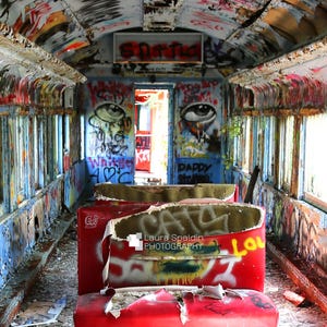 Graffiti in an Abandoned Train Car