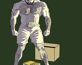 Unpacking TriBlend Shirt | Gay Bear T-Shirt | Gay Bear | Bear T-Shirt | Muscle | Muscle Bear | Scruff | Woof | Gay Gift | Gym