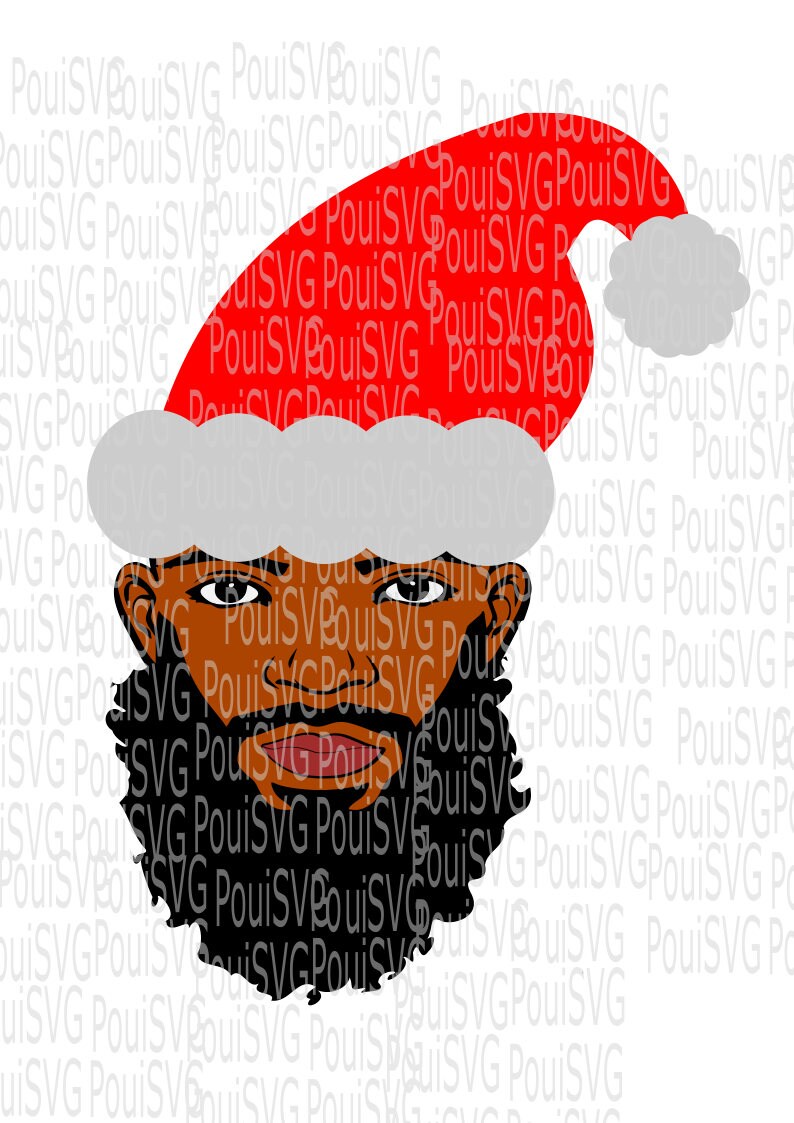 Download Black Santa svgAfrican American SantaMen face Silhouette ...