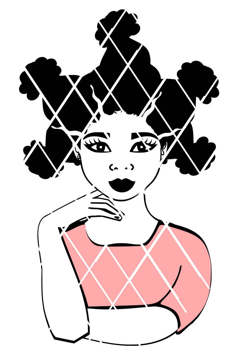 Afro Womanlady Biting Nail Svgafro Puffs Svgyoung Lady Etsy