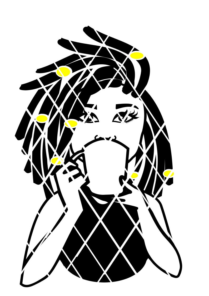 Download Locs Lady with mug svg Afro Locs svg Coffee drinking Rasta ...