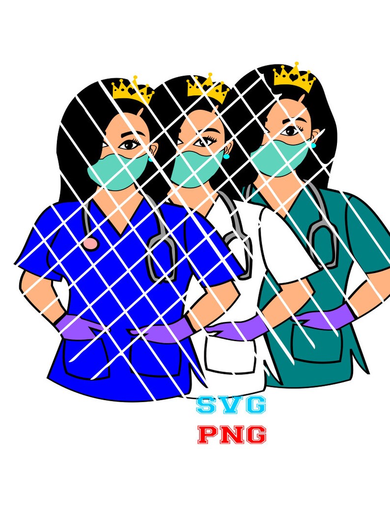 Download Black Nurse with mask svg Black woman svgSilhouette | Etsy