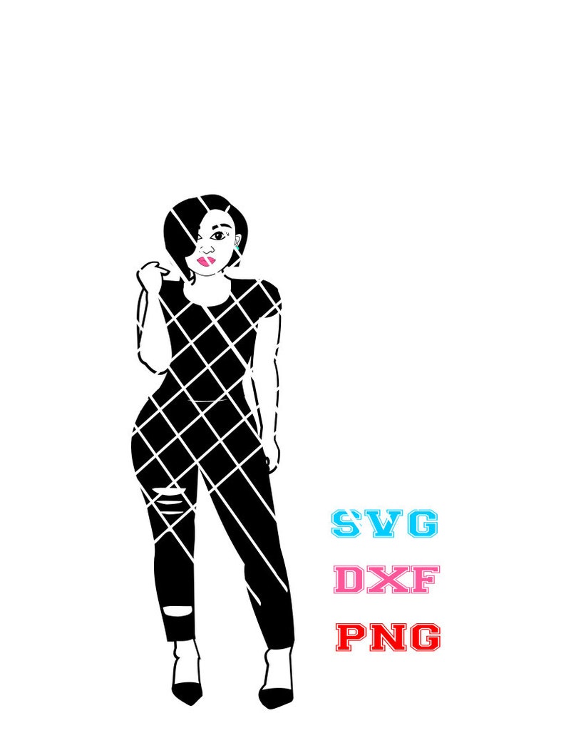 Afro woman with short hair svg Full body svgSilhouette | Etsy
