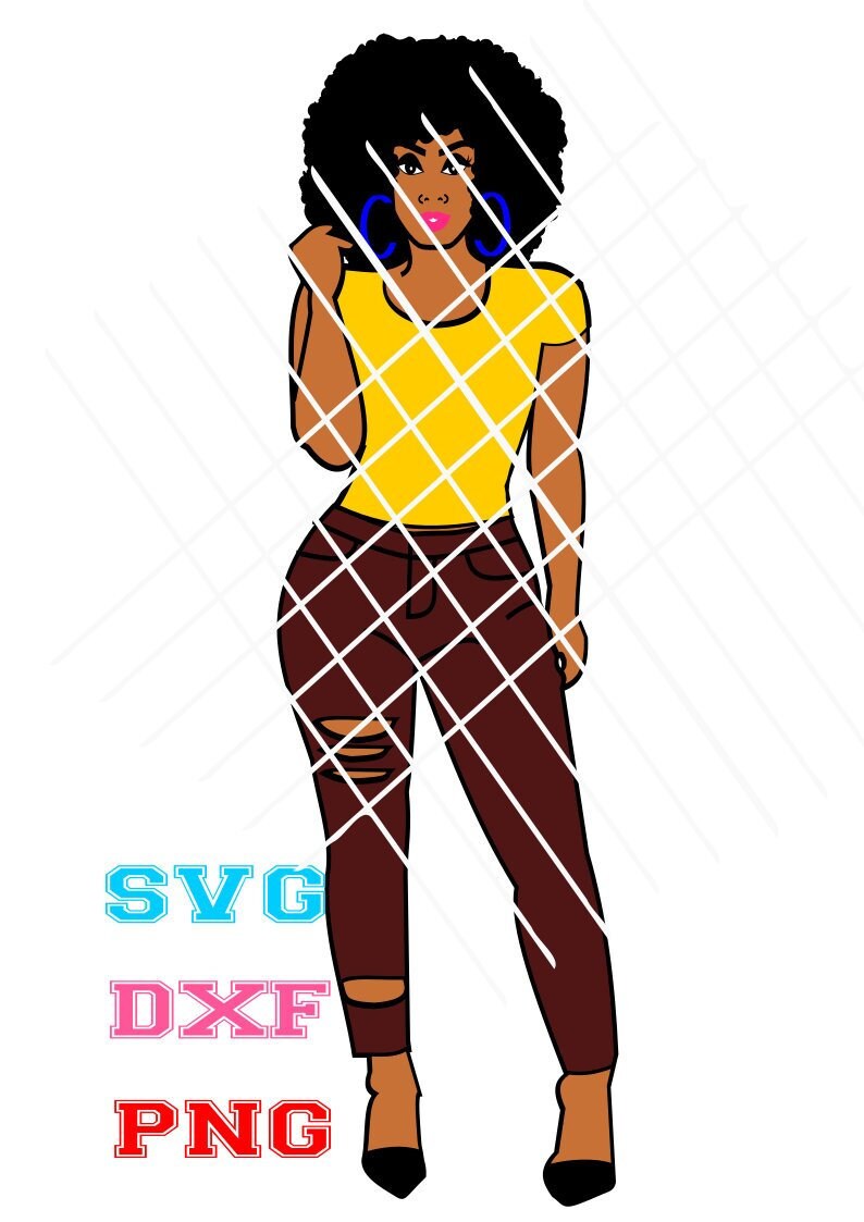 Download Afro woman svg Full body svgSilhouette svgblack girl hair ...