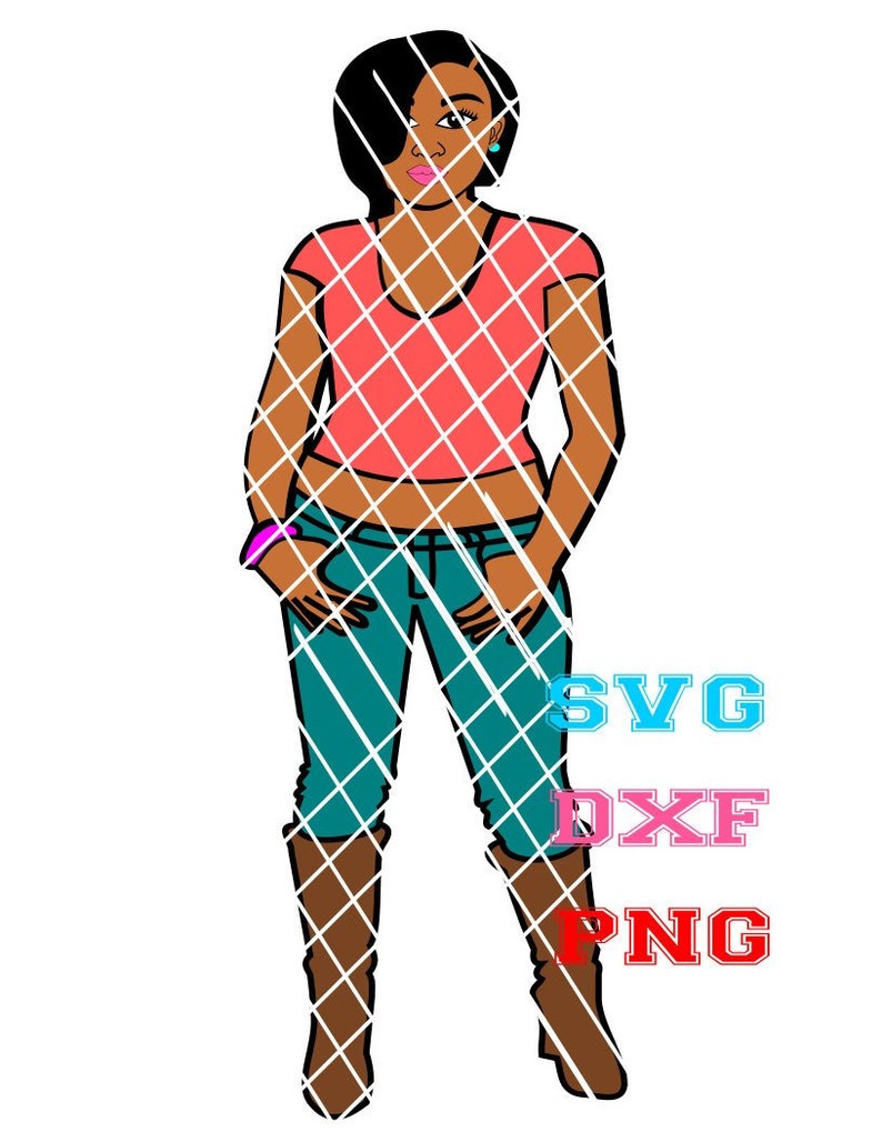 Download Sewing Needlecraft Patterns Afro Woman Svg Black Woman Svg Jenny In Boots Full Body Svg Silhouette Svg Black Girl Hair African American Svg