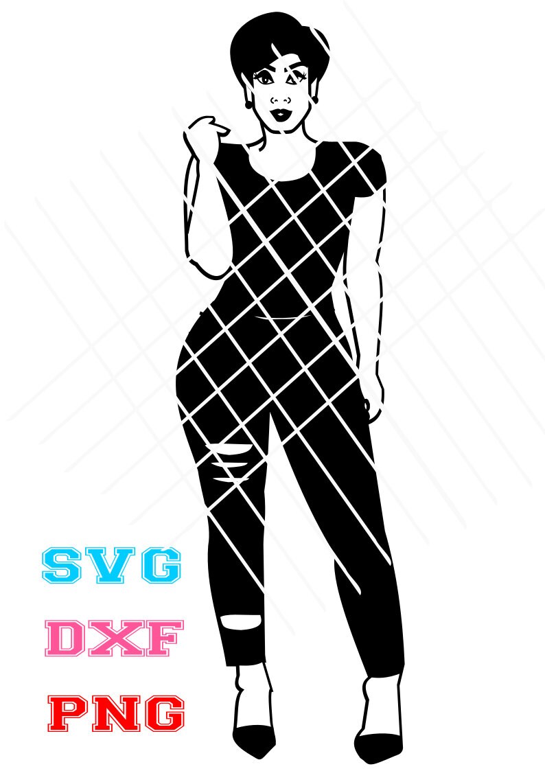 Download Afro Style Tusha Afro Girl Svg Short Hair Svg Full Body Svg Silhouette Svg Black Girl