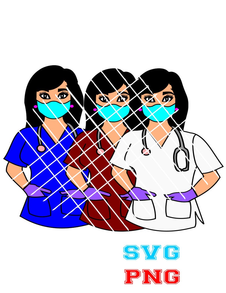 Download Nurse with mask svg White woman svg Half body | Etsy