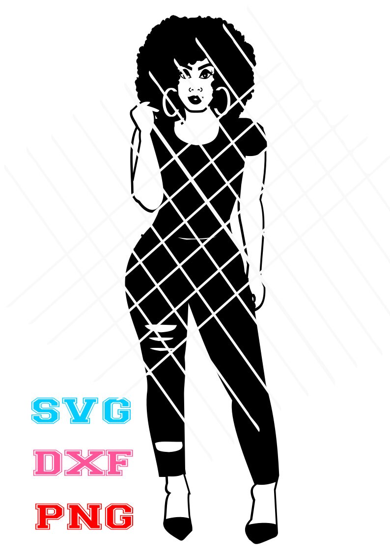 Download Afro woman svg Full body svgSilhouette svgblack girl hair ...