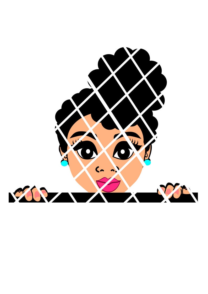Peek-a-boo svgPeeking svg Afro puff girlsPeeking afro | Etsy