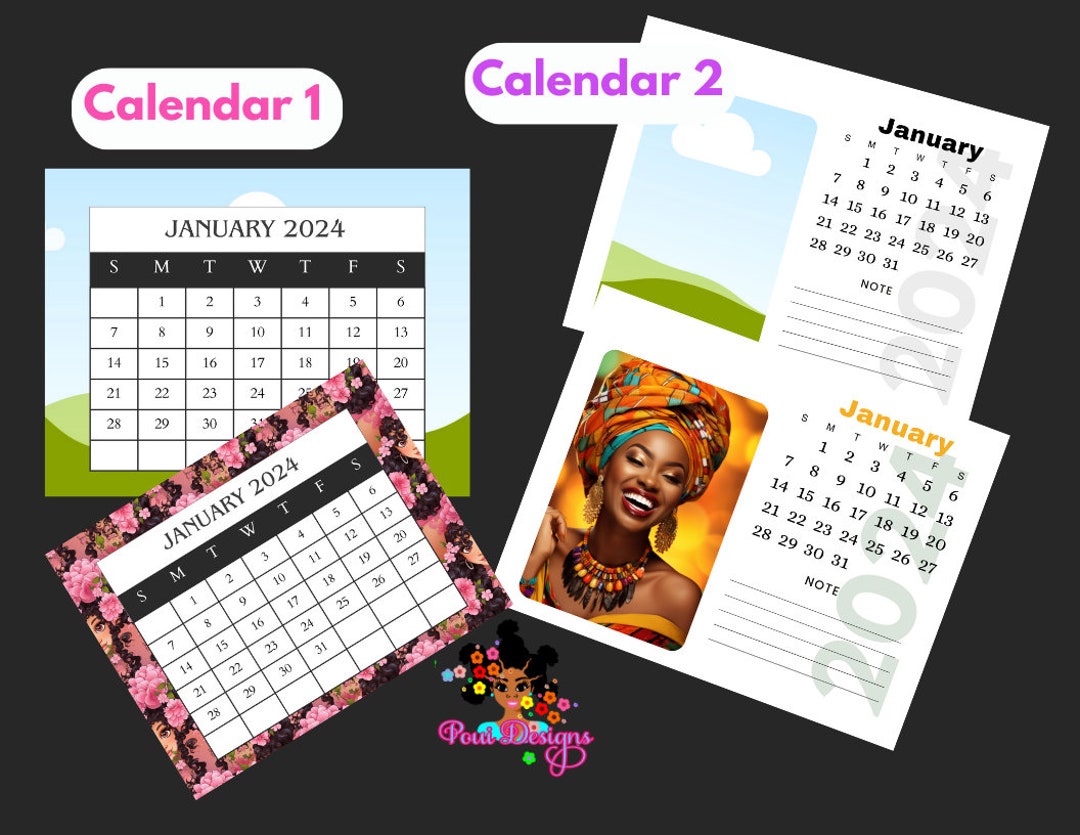 2024 Calendar Template, Make Your Own Calendars Digital Product,with 24