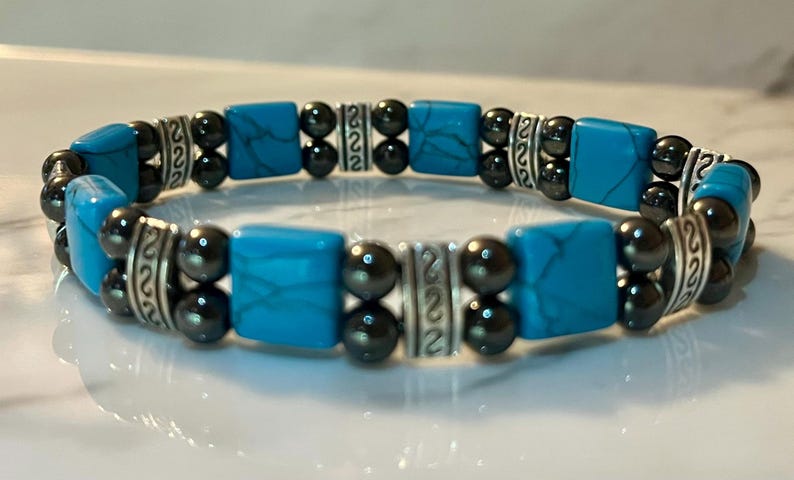 Triple Strength Magnetic Hematite Bracelet - Double Banded for Arthritis, Joint Pain, Bio-Energetic Circulation Bracelets image 2