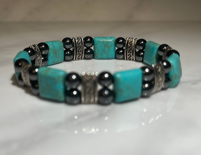 Triple Strength Magnetic Hematite Bracelet - Double Banded for Arthritis, Joint Pain, Bio-Energetic Circulation Bracelets image 1