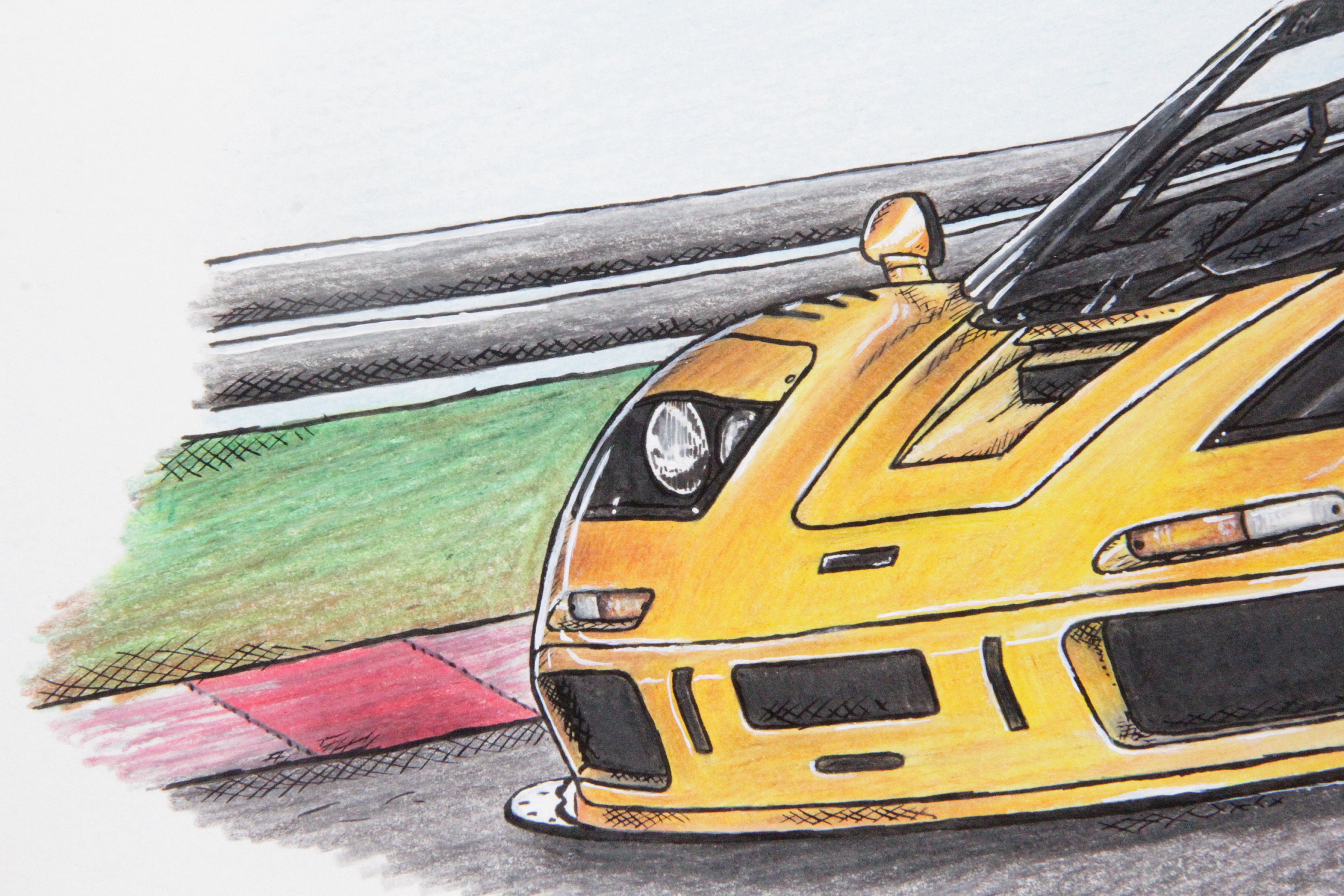 Mclaren F1 LM Drawing Hand Drawn Pencil and Paint A4 Car ...