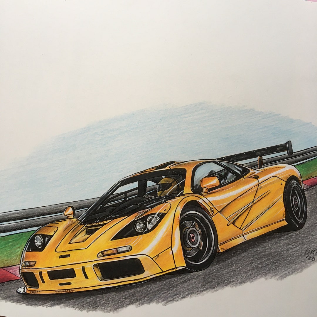 Mclaren F1 LM Drawing Hand Drawn Pencil and Paint A4 Car Lover Present Idea  - Etsy