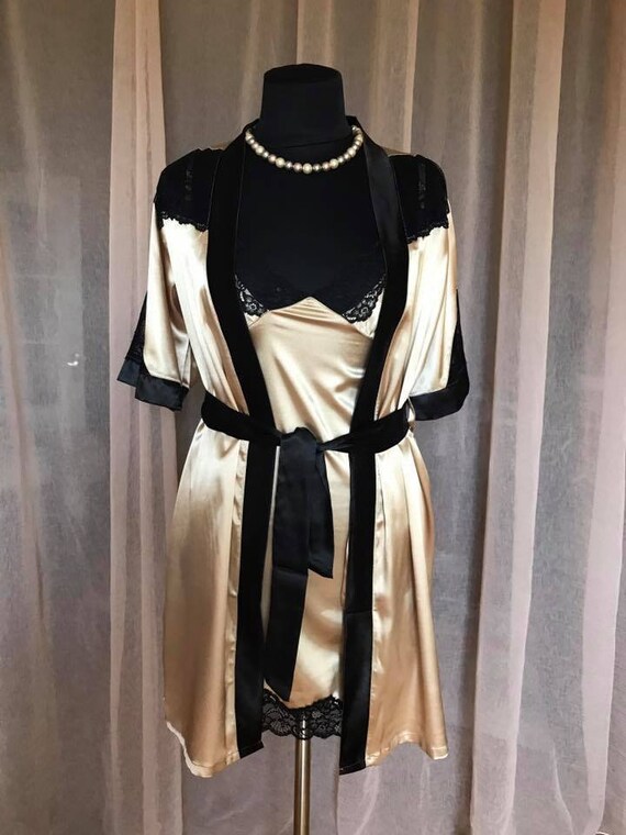satin nightie and dressing gown