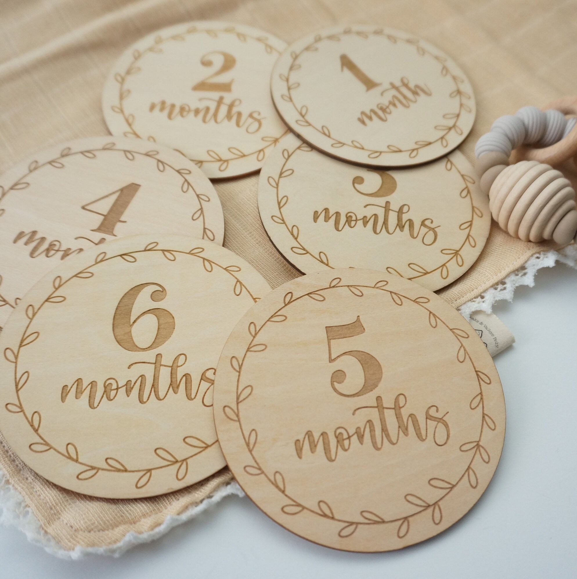 Baby 12 month milestone wooden discs Etsy
