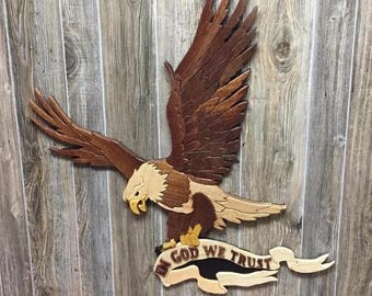 Eagle Intarsia "In God We Trust"