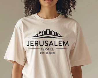 Tee Jerusalem Shirt Israel T Shirt Unisex Historical Tee City Tshirt Est 3000 BC Top
