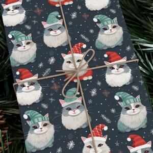 Cute Kitty Cat Christmas Wrapping Paper - Festive Holiday Gift Wrap with Adorable Cat Design, Gift Wrap Papers