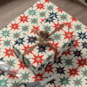 Wrapping Paper Retro Christmas Wrapping Paper DIY Christmas Wrapping Paper Retro Stars 1950s Christmas Design Craft Friendly Holiday Festive