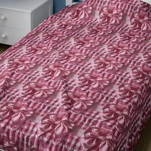 Blanket Coquette Throw Blanket Pink Coquette Checkered Design Dorm Room Velveteen Plush Blanket Pink Aesthetic Blanket Pink Bow Stylish Snug