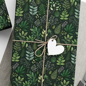 Green Botanical Woodland Forest Plant Leaves Holiday Wrapping Paper - Christmas Gift Wrap, Gift Wrap Papers