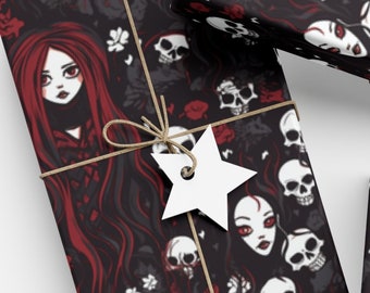Wrapping Paper Gothic Skull Lover Wrapping Paper Unique Dark Occult Design Spooky Gift Skull Gift Wrap Gothic Wrapping Paper Goth Girl Gift