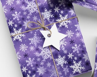 Christmas Snowflake Wrapping Paper - Peri Lavender Purple Holiday Gift Wrap, Gift Wrap Papers