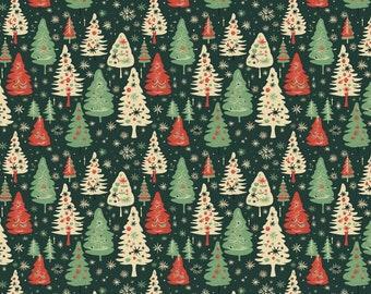 Wrapping Paper Christmas Tree Wrapping Paper Holiday Gift Wrap Retro Wrapping Paper