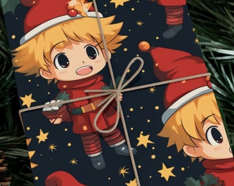 Papel de regalo Chibi Anime Papel de regalo navideño Papel de regalo de anime Papel de regalo Chibi Papel de regalo lindo Papel de regalo navideño